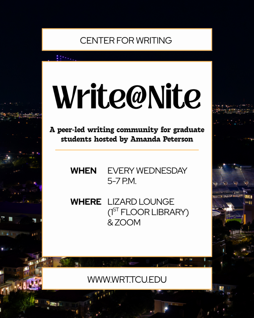 Promo image for Write@Nite writing group.